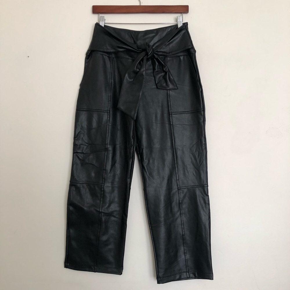 Joie high-waisted straight leg faux leather pants